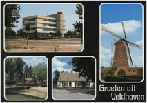 130396 Collage van 4 foto's met: 1. Gemeentelijk stadskantoor. 2. Kiosk en de Gender. 3. Zandoerle, huis aan de Brink. ...