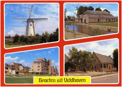 130397 Collage van 4 foto's waarop 1. Burgemeester van Hoofflaan, Korenmolen de Adriaan. 2. Hemelrijken 6, Museum 't ...