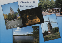 251815 Serie van 8 prentbriefkaarten 'Groeten uit De Kempen'. Collage van 5 foto's, ca. 1995