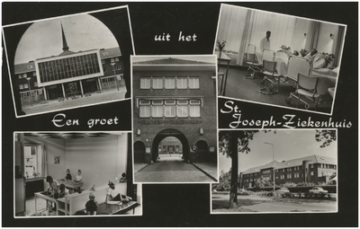 257303 Collage van 5 foto's betreffende het St. Josephziekenhuis, Aalsterweg 259, 1970 - 1980