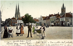 15777 Markt, met op de achtergrond de Catharinakerk en de toren van het raadhuis, 1900 - 1910