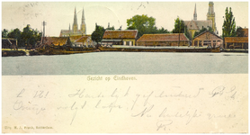 15785 Havenhoofd : met op de achtergrond de Catharniakerk en de Paterskerk, 1900 - 1910