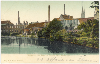 15789 Molenwater, met op de achtergrond de ruïne van textielfabriek van Smits van Oyen, 1900 - 1910