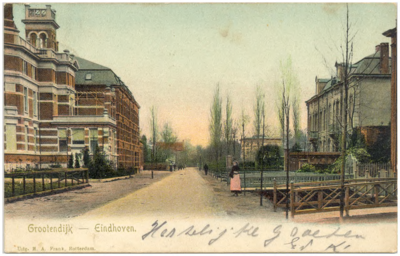 15793 Vestdijk, met rechts achter de bomen de stadsgracht, 1900 - 1910