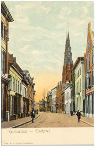 15794 Rechtestraat, met rechts op de achtergrond de R.K. Catharinakerk, 1900 - 1910