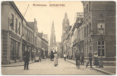 16106 Rechtestraat, gezien vanaf de Volderstraat met rechts de Vrijstraat, 1913