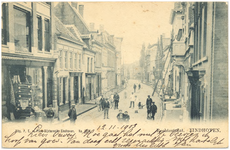 16244 Rechtestraat, met rechts hotel 't Hof van Holland, 1895 - 12-11-1903