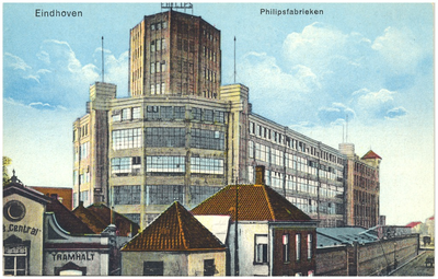 16431 Philipsfabrieken, met op de voorgrond Café Central (Tramhalt), 1920 - 1930