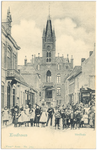 16734 Korenstraat, met op de achtergrond het stadhuis in de Rechtestraat, 1905 - 1915