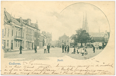 16750 Markt, op de achtergrond de Jan van Lieshoutstraat en de Catharinastraat, ca. 1901