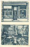 16997 Collage van 2 foto's waarop: (1) De voorgevel van American Lunchroom, (2) de eetzaal, 1920 - 1930