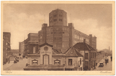 17026 Philipsfabrieken met op de voorgrond Café Central (Tramhalt), Emmasingel, 1920 - 1940