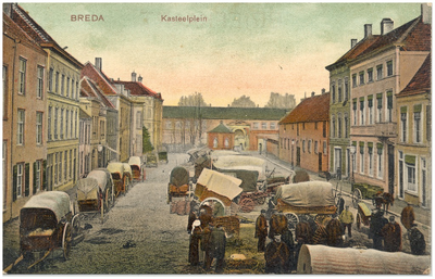 17442 Het handelen op de markt vanuit de huifkar, 1890 - 1907