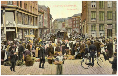 17566 Het in- en verkopen van goederen op de Markt, 1900 - 1920