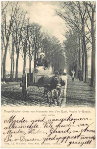 17780 Het rijden van de dagelijksche rijtoer met kar en ezel door Hanneke, 1900 - 1910