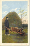 17989 Het rijden met een kruiwagen, met erachter de hooimijt, 1900 - 1930