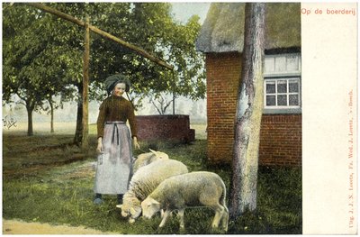 18021 Het hoeden van schapen bij de waterput., 1900 - 1930