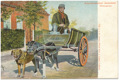 18022 Het rijden met de hondenkar waarop melkbussen staan, 1895 - 1903