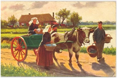 18040 Het rijden met de ossenkar, 1900 - 1930