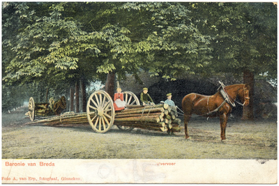 18049 Het vervoeren van boomstammen met een mallejan, z.j.