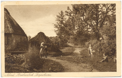 18203 Het weiden van een geit kinderen, naast de boerderij, 1900 - 1920