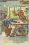 18452 Het ruziën door een matroos en visser aan een tafel, met erop een kaartspel, in vermoedelijk een kroeg, z.j.