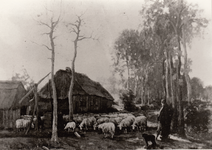 241927 Foto van het schilderij Terug naar de stal van Arend Hijner, 1915