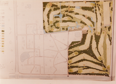 243248 Tekening van het plan voor de golfbaan en villapark, 1985