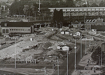 26083 Fellenoord, wegenbouw. Op de achtergrond het PSV-stadion, Frederiklaan 10a, 1972