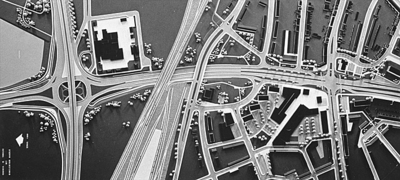 27828 Maquette van de aanleg van de rondweg: ondertunneling van de spoorbaan ter hoogte van de Groenstraat en de ...
