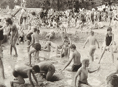 28044 Javalaan 149, zwembad De IJzeren Man. Zomerdrukte, 1965