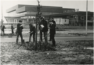 190946 Boomplantdag Vijfkamplaan. Het planten van bomen door deelnemende kinderen, 03-1964 - 00-03-1967