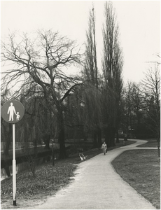 193655 Wandelen in het park, met links de Dommel, 03-1980