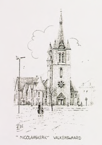 1822 Getekende R.K.Kerk van Sint Nicolaas door P. Louwers, 1988