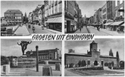 1969 (1) Stratumseind richting Rechtestraat; (2) Demer richting Rechtestraat; (3) oorlogsmonument op het Stadhuisplein; ...
