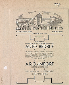 3553 Autobedrijf Jacques van der Meulen aan de Kanaaldijk-Zuid in een advertentie, 1947