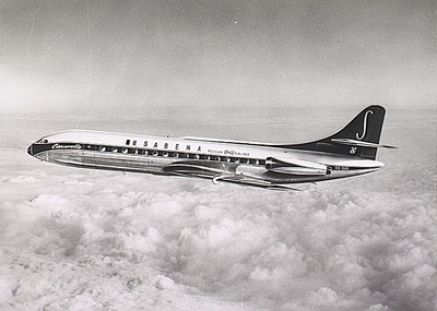 3787 Vliegtuig, Caravelle van vliegmaatschappij SABENA, ca. 1968
