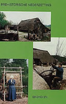 8687 Collage van drie foto's van het Prehistorisch Openluchtmuseum: een schapenboerderij, een fuikenmaker en een ...