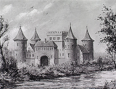 9439 Het kasteel van Eindhoven, geschilderd door Karel Vermeeren, ca. 1982