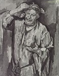 9455 De actuer Albert van Dalsum geportretteerd in de rol van King Lear door Peer van den Molengraft, 1965