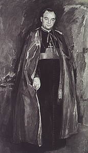 9457 Een door Peer van den Molengraft geschilderd portret van mgr, W.M.Bekkers, bisschop, 1960-1966, van het bisdom Den ...