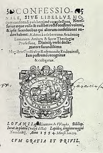 9662 Titelblad van de 'Confessionale' van de Eindhovenaar Godschalk Rosemond, met afbeelding van een ovaal met lam en ...