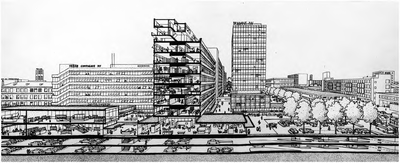 11224 Plannen binnenstad cityplan; dwarsdoorsnede binnenstad [vgl. THA 11218], 30-05-1967