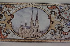 11258 Stratumseind/panden/St.Catharinakerk miniatuur in album geschonken aan de pastoor-deken, 1906