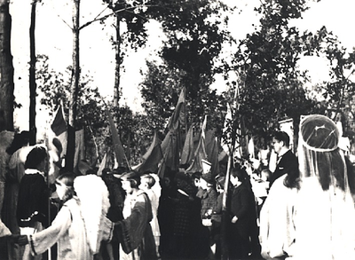 11511 Een processie ter gelegenheid van de inzegening van de Mariakapel. Gelegen op het plekje 'Tonnaike', bij de ...