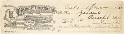 15005 Een briefhoofd van de firma Erven & Co, een stoomhoutzagerij en fabriek van Amerikaansche meubelen, 01-01-1923