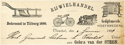 15019 Oirschot Een briefhoofd van rijwielhandel en gediplomeerde hoefsmederij van de Gebrs. van der Steen, 01-01-1899