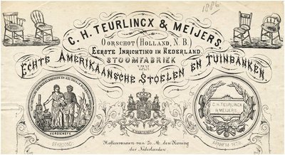 15023 Oirschot Een briefhoofd van C.H. Teurlinckx & Meijers, de stoomfabriek van echte Amerikaansche stoelen en ...