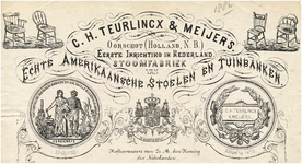 15023 Oirschot Een briefhoofd van C.H. Teurlinckx & Meijers, de stoomfabriek van echte Amerikaansche stoelen en ...