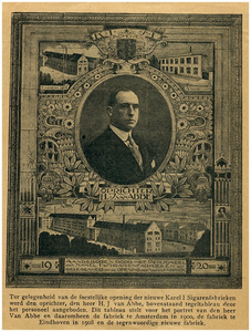 23682 Tegeltableau aan Henri van Abbe aangeboden door het personeel bij gelegenheid van de nieuwe fabriek, 1920